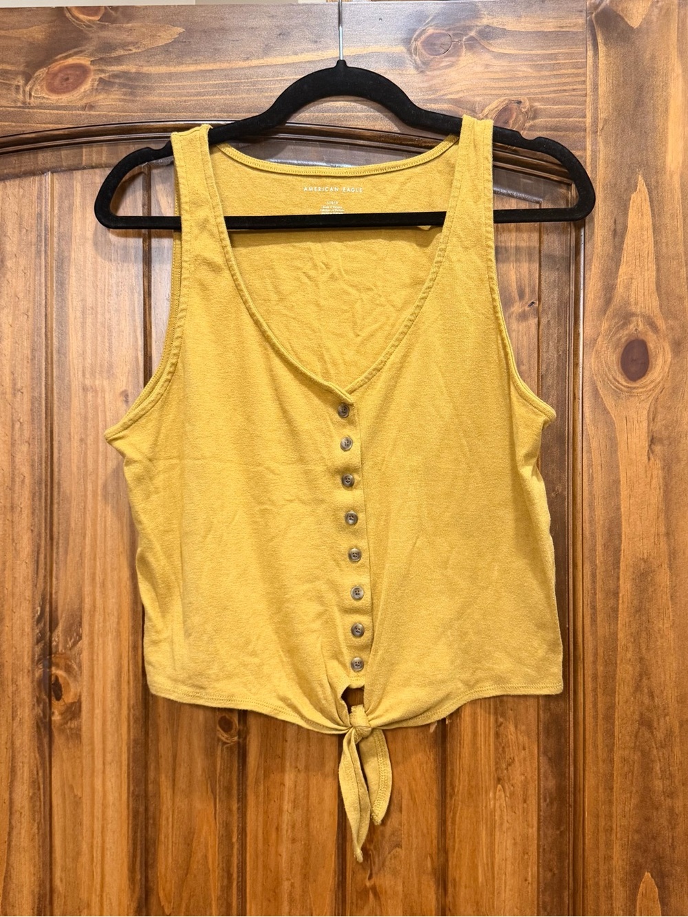 American Eagle Outfitters Yellow Button-Front Tie Tank